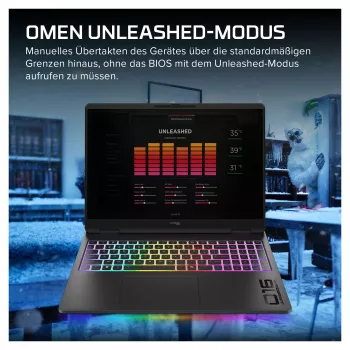 HP OMEN 16-ah1490ng žaidimų nešiojamasis kompiuteris, 16.1 inch QHD 165Hz, Intel Core 9 270HX, 32GB DDR5, 1TB SSD, RTX 5080, Windows 11 Home, vokiška klaviatūra