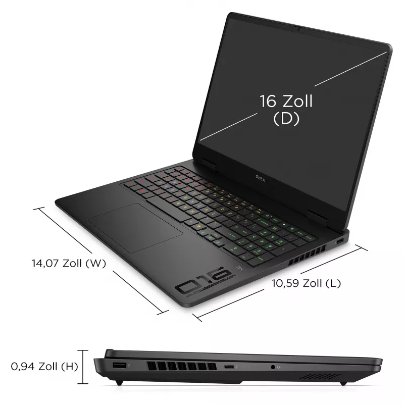 HP OMEN 16-am0471ng žaidimų nešiojamas kompiuteris, 16 inch WUXGA 144Hz, Intel Core Ultra 7 255H, 16GB RAM, 512GB SSD, NVIDIA GeForce RTX 5050, FreeDOS, Shadow Black