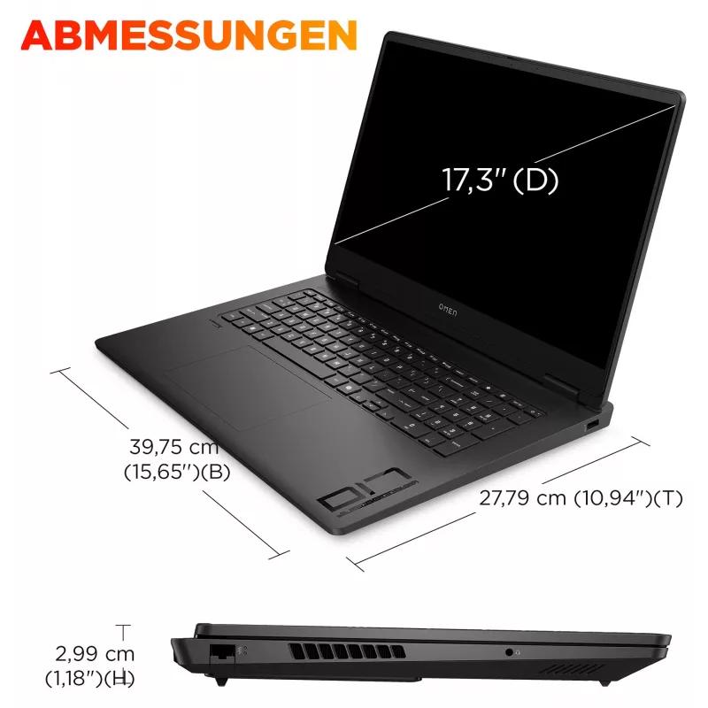 HP OMEN 17-db1471ng žaidimų nešiojamasis kompiuteris, 17,3 colio QHD 165Hz, AMD Ryzen AI 7 350, 24GB RAM, 512GB SSD, RTX 5070, Windows 11 Home