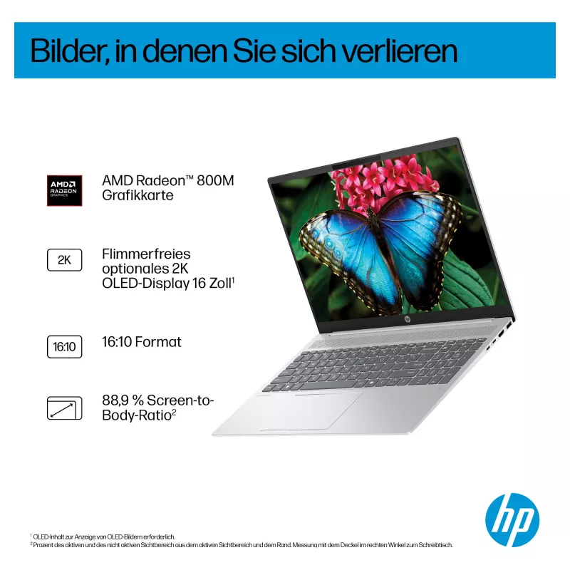 HP OmniBook 5 16-ag1451ngx AMD Ryzen AI 5 330 16GB 512GB SSD W11 Home 16 colių WUXGA nešiojamas kompiuteris (Natural Silver, vokiška QWERTZ klaviatūra)