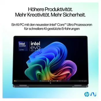 HP OmniBook Ultra Flip 14-fh0678ng 2-in-1 nešiojamasis kompiuteris, Intel Core Ultra 7, 32GB RAM, 1TB SSD, 14 colių OLED lietimui jautrus ekranas, Windows 11 Home, natūralaus sidabro spalvos
