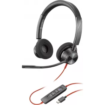 HP Poly Blackwire 3320-M USB-C laidinis ausinių komplektas su triukšmą slopinančiu mikrofonu, juodas