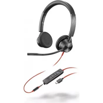 HP Poly Blackwire 3325 Stereo Microsoft Teams Sertifikuota Ausinė su USB-C, 3,5 mm Kištuku ir USB-C/A Adapteriu