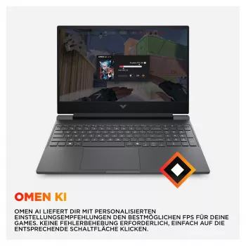 HP Victus 15-fa2178ng žaidimų nešiojamasis kompiuteris, 15,6 colio FHD 144Hz IPS, Intel Core i7-13620H, 12GB RAM, 512GB SSD, NVIDIA GeForce RTX 5060, FreeDOS, Mica Silver