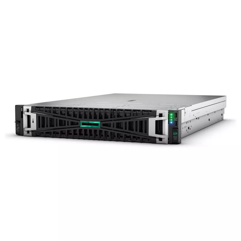 HPE ProLiant DL345 Gen11 serveris – 2U stelažinis, AMD EPYC 9115 2,6 GHz 16 branduolių, 64 GB RAM, 8 SFF karštai keičiamų, MR416i-p, dvigubas 1000 W maitinimas