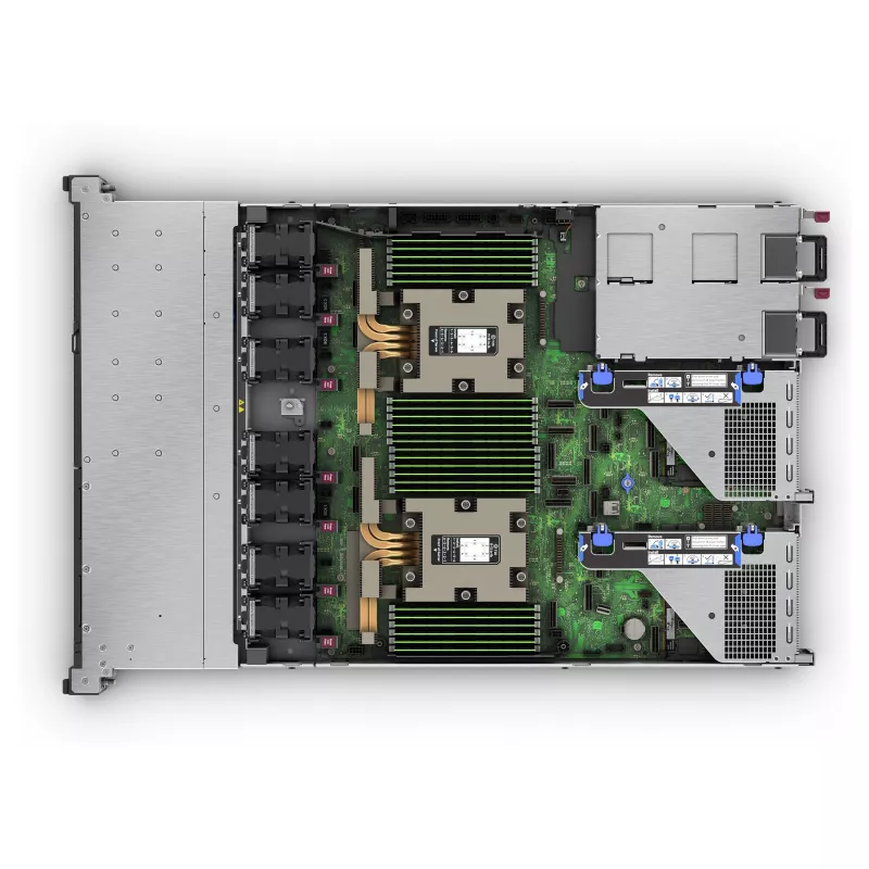 HPE ProLiant DL365 Gen11 1U stovo serveris, AMD EPYC 9115 2.6GHz 16 branduolių, 64GB DDR5, 8 SFF karšto keitimo, MR408i-o, 2x1000W redundant PSU