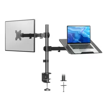 HUANUO HNCM2 Monitorio Laikiklis - Dujų Spyruoklė, 13-32 col., Stalo Spaustuvas/Anga, VESA 75/100, Pakreipimas, Pasukimas, Aukščio Reguliavimas, 9kg - Juodas