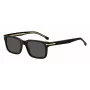 HUGO BOSS BLACK BOSS1628S807 stačiakampiai akiniai nuo saulės, juodas rėmelis, pilki lęšiai, 54/19/145 mm
