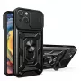Hurtel Hybrid Armor Camshield dėklas, skirtas Huawei nova Y90, šarvuotas dėklas su fotoaparato dangteliu, juodas
