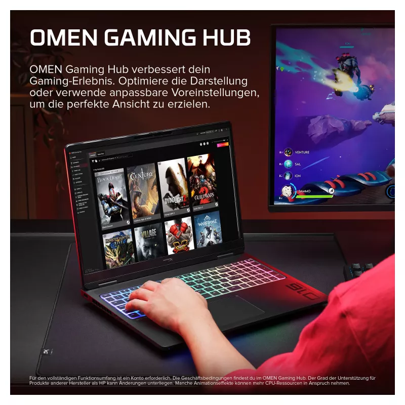 Nešiojamas žaidimų kompiuteris HyperX OMEN 16-ak1090ng, 16.1 inch QHD 165Hz, AMD Ryzen AI 9-HX475, 32GB DDR5, 1TB SSD, RTX 5070 Ti 12GB, Win11 Home