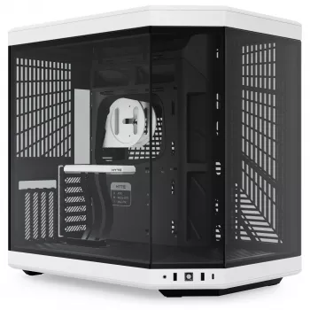 Hyte Y70 Panda Mid Tower korpusas su 14.1 inch jutikliniu ekranu, grūdintu stiklu, juodas/baltas