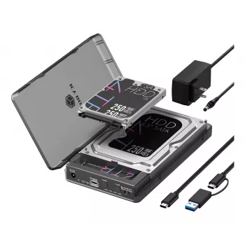 ICY BOX Docking and Clone Station, skirta M.2 NVMe ir 2.5/3.5 SATA diskams