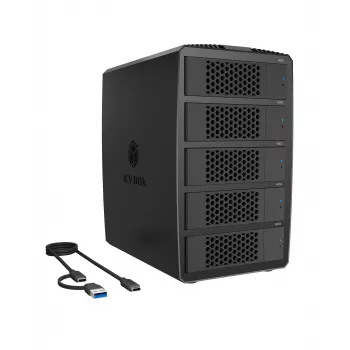 ICY BOX IB-RD3705-CU3 RAID Sistema 5x 2.5/3.5 SATA HDD į USB 3.2 Gen 1, 5 Gbps, RAID 0, 1, 10, 3, 5, Single, Large, Clone