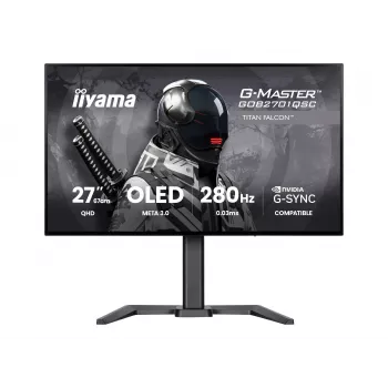 IIYAMA G-Master GOB2701QSC-B1 27 inch WQHD OLED Gaming Monitor, 280Hz, 0.03ms, HDR, USB-C 90W, Black