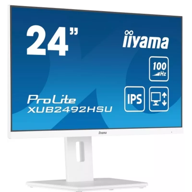 iiyama ProLite XUB2492HSU-W6 24 inch IPS Full HD 100Hz monitorius su USB hubu, 0.4ms, baltas