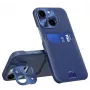 iLike Apple iPhone 14 Leather Stand Case Card Wallet Blue