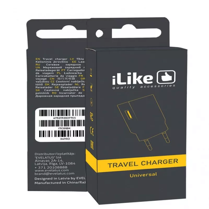 iLike Travel Charger ITC01 Baltas - 5W USB-A sieninis įkroviklis su EU kištuku