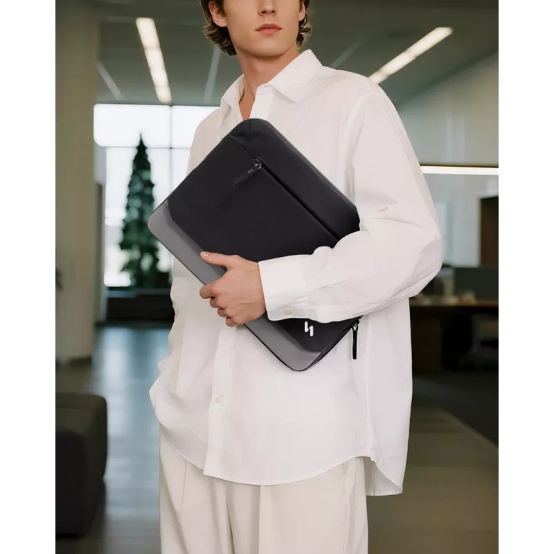 INATECK Laptop Sleeve, skirtas 14 colių ultrabook'ams, vandenį atstumiantis poliesterio dėklas su minkštu flanelės pamušalu ir smūgius sugeriančia apsauga – juoda