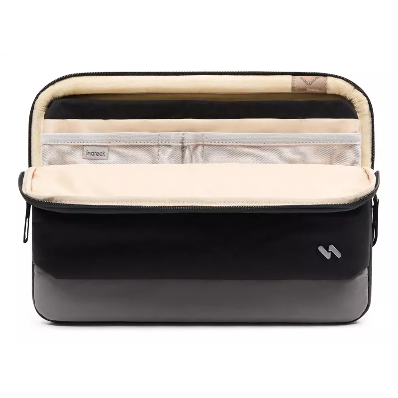 INATECK Laptop Sleeve, skirtas 14 colių ultrabook'ams, vandenį atstumiantis poliesterio dėklas su minkštu flanelės pamušalu ir smūgius sugeriančia apsauga – juoda