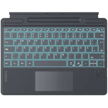 Inateck klaviatūra, skirta Surface Pro 8/9/X/11 – pilka, vokiška QWERTZ, su foniniu apšvietimu ir jutikline pele