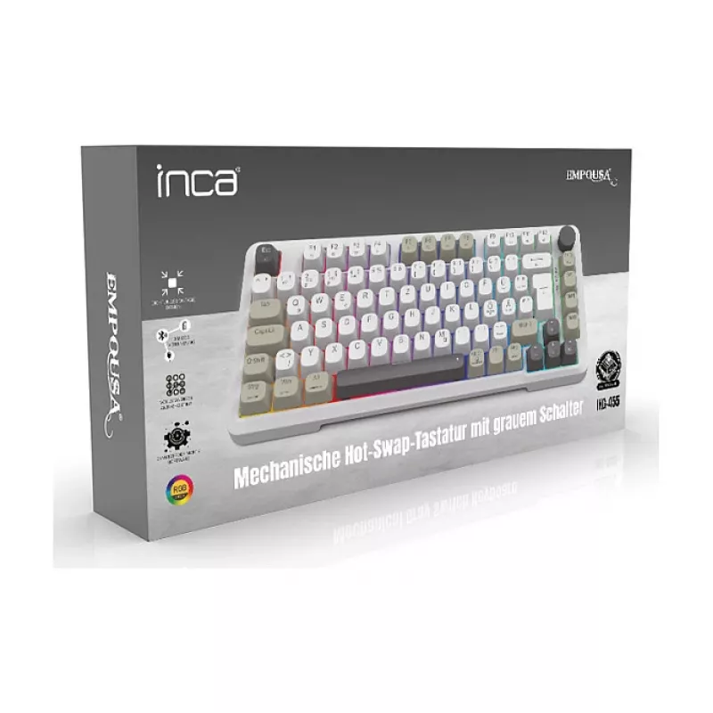INCA Gaming Keyboard RGB GraySwitch USB-C/BT 2,00m White (IKG-455)