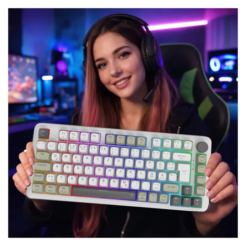 INCA Gaming Keyboard RGB GraySwitch USB-C/BT 2,00m White (IKG-455)