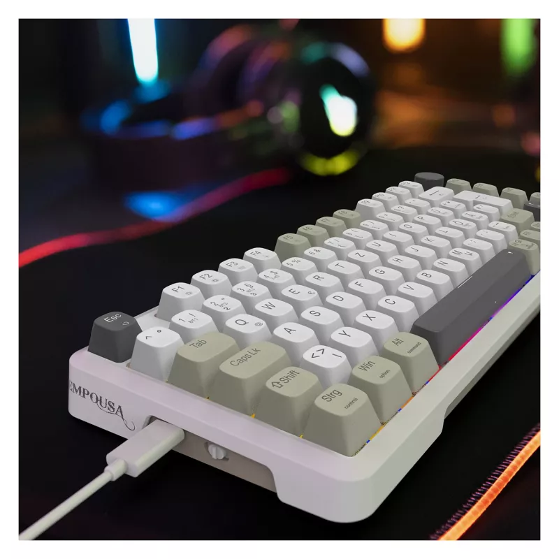 INCA Gaming Keyboard RGB GraySwitch USB-C/BT 2,00m White (IKG-455)