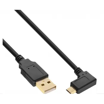 InLine Micro-USB 2.0 laidas, USB-A kištukas į Micro-B kištuką kampu, auksuoti kontaktai, 0,5 m