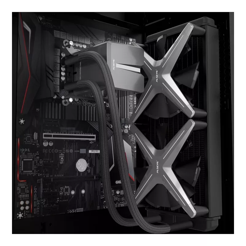 Inter-Tech ALSEYE X240 All-in-One procesoriaus skysčio aušintuvas, 240 mm radiatorius, 2x 120 mm PWM ventiliatoriai, ARGB, Intel ir AMD | Kur.lt
