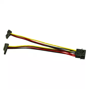 Inter-Tech Molex į 2x SATA Power 90° adapterio kabelis, 0,15 m