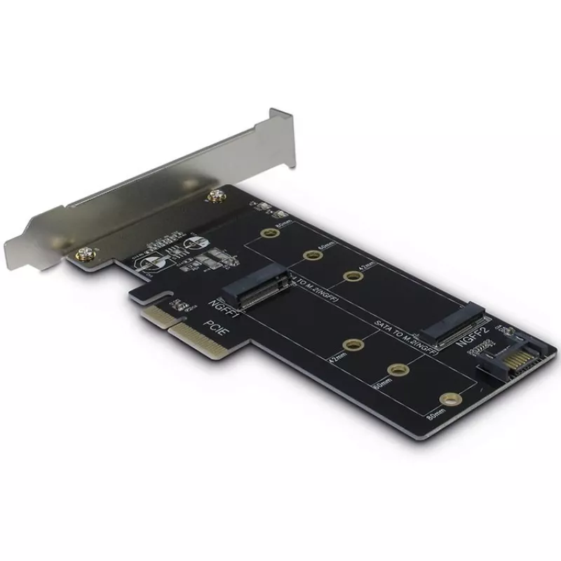 Inter-Tech PCIe Adapter Card KT015 PCIe x4 į M.2 NVMe + SATA į M.2
