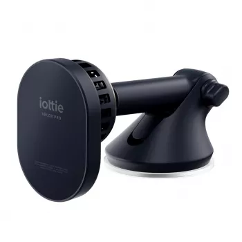 iOttie Velox Pro Active belaidžio įkrovimo magnetinis laikiklis automobiliui su MagSafe, juodos spalvos su aukso akcentais