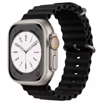iWear S1 Grooved Soft Silicone 20mm Strap for Apple Watch 49mm / 45mm / 44mm / 42mm Black