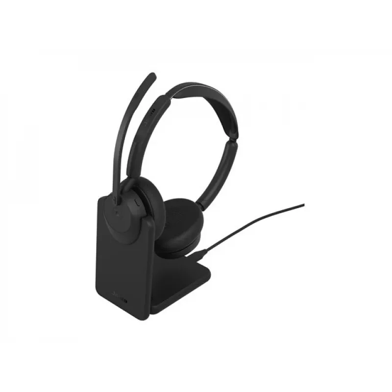 Jabra Evolve3 45 Stereo ausinės su Link 390c USB-A adapteriu, skirtos Microsoft Teams, juodos
