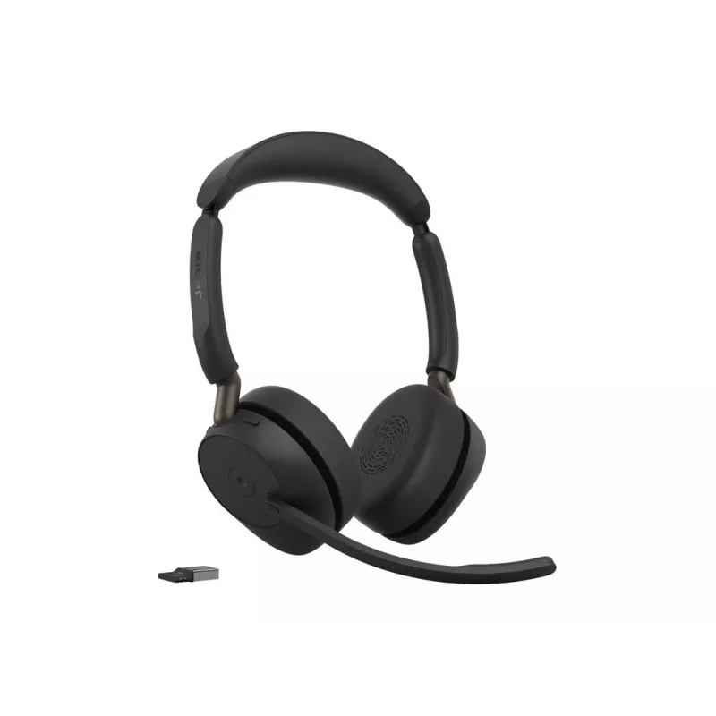 Jabra Evolve3 65 Stereo Link 390a MS belaidės antausės ausinės su Bluetooth ir USB-A adapteriu, optimizuotos Microsoft Teams, juodos