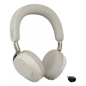 Jabra Evolve3 75 UC belaidė ausinė ant galvos su triukšmo slopinimu ir Link 390c adapteriu (šiltai pilka)