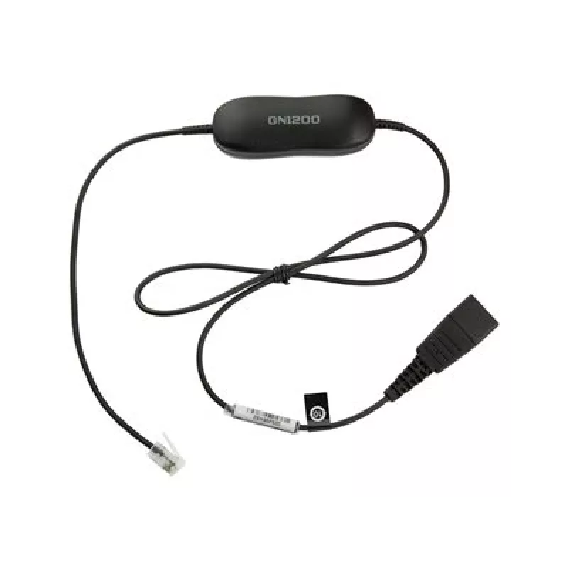 Jabra Smart Cord QD į RJ9 ausinių kabelis Cisco IP Phone 78XX serijos telefonams, juodas, spiralinis, 0,4 m – 2 m
