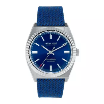 JASON HYDE MAN JH10030 40mm kvarcinis laikrodis juodu ciferblatu ir juodu medžiaginiu dirželiu
