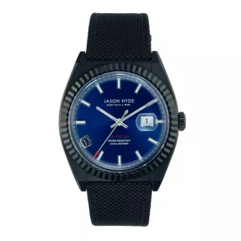 JASON HYDE MAN JH30008 40mm Kvarcinis analoginis laikrodis juodu ciferblatu ir odiniu dirželiu