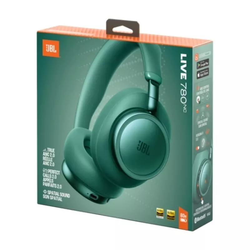 JBL Live 780NC belaidės ausinės su adaptyviuoju triukšmo slopinimu, Bluetooth 5.3, 65 val. baterija, žalios