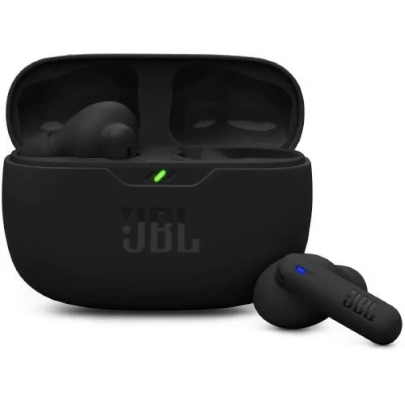 JBL Vibe Beam 2 True Wireless Bluetooth ausinės su giliu bosu, IP54 atsparumu vandeniui, 32 val. baterija ir dvigubais mikrofonais - juodos