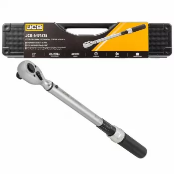 JCB 1/2 colio kalibruotas klik tipo dinamometrinis raktas 20–120 Nm su laikymo dėžute