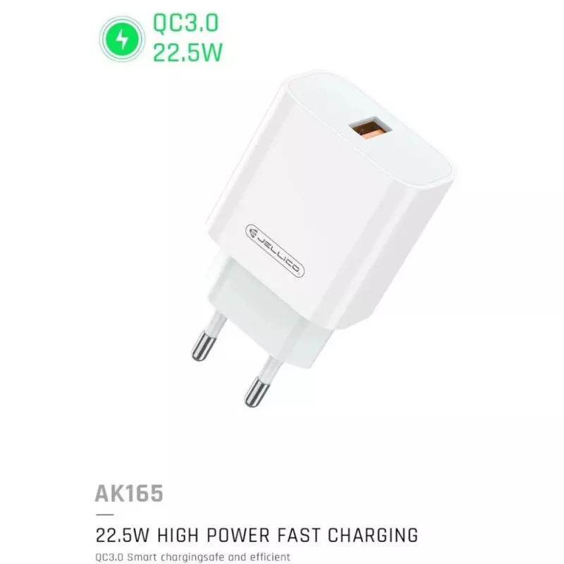 Jellico AK-165 USB 22,5W QC 3.0 greitasis įkroviklis 1x USB (5-12V) baltas