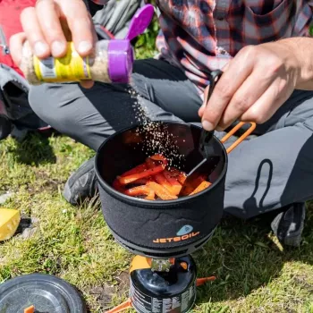 Jetboil 1.5L keraminis virimo puodas su FluxRing šilumokaičiu, kietai anoduotas aliuminis, nelipni danga, sulankstomos rankenos
