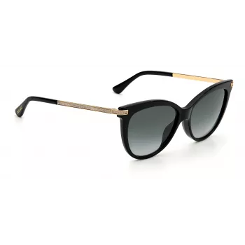 JIMMY CHOO AXELLEGS8079O Moteriški Drugelio Katės Akies Akiniai nuo Saulės - Juodas Rėmelis, Gradientiniai Pilki Lęšiai 56/16/145 mm