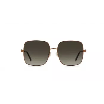 JIMMY CHOO LILI-S-J7D Moteriški drugelio/katės akies formos akiniai nuo saulės su auksiniu metaliniu rėmeliu ir rudais gradientiniais lęšiais 58 mm