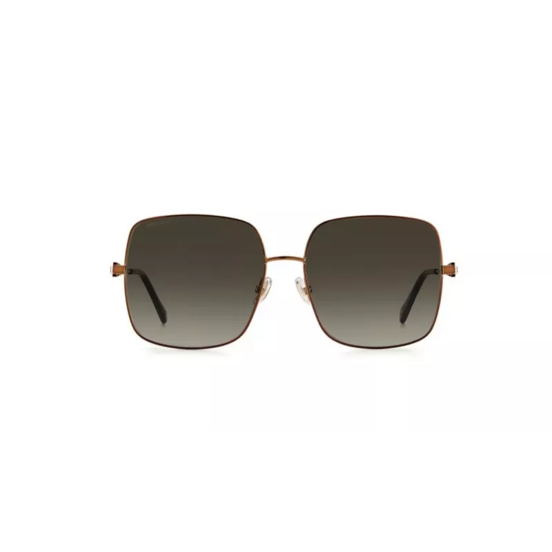 JIMMY CHOO LILI-S-J7D Moteriški drugelio/katės akies formos akiniai nuo saulės su auksiniu metaliniu rėmeliu ir rudais gradientiniais lęšiais 58 mm
