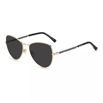 JIMMY CHOO Moteriški katinėlio akies formos akiniai nuo saulės CAROLS2M2IR – juodas acetatinis rėmas, pilki gradientiniai lęšiai 56/18/140 mm