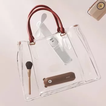 JISULIFE Handheld Fan 8 Brown – nešiojamas įkraunamas ventiliatorius su power bank funkcija