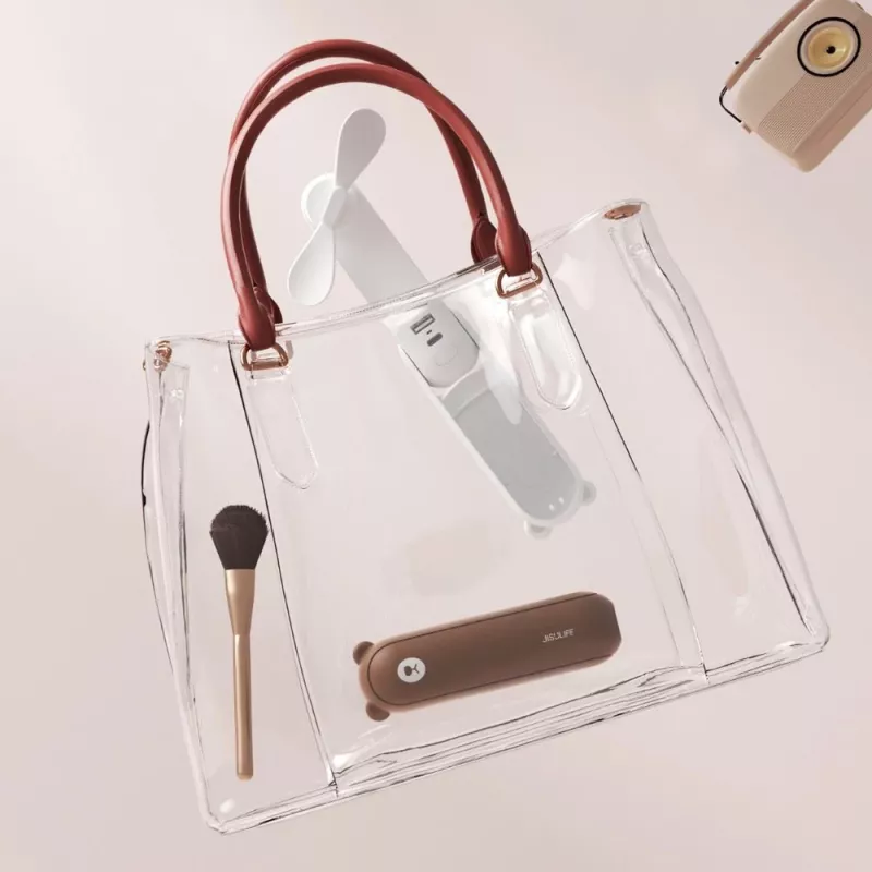 JISULIFE Handheld Fan 8 Brown – nešiojamas įkraunamas ventiliatorius su power bank funkcija